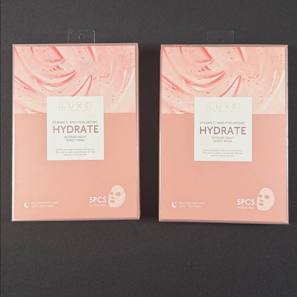 LUXE Beauty Vitamin C and Hyaluronic Hydrate Intense Night Sheet Masks-10 masks!